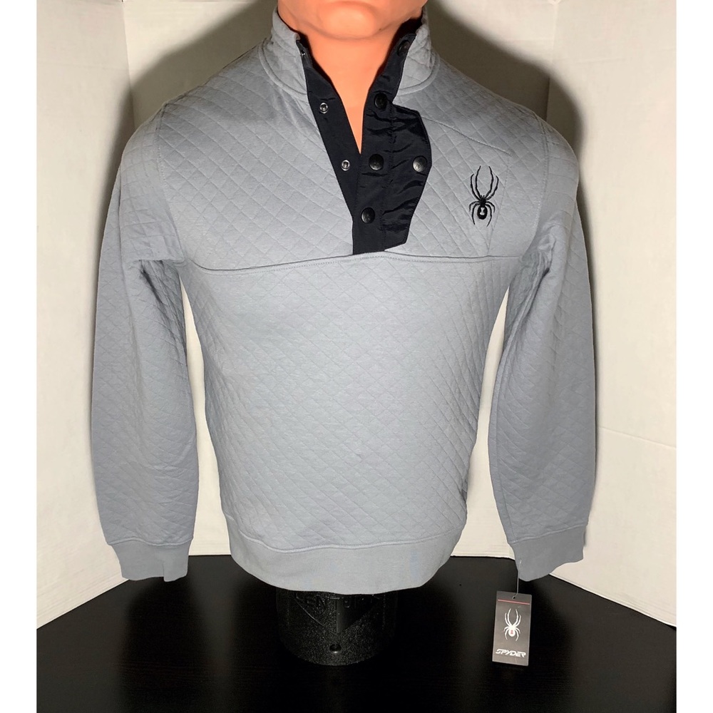 Men Spyder Quilted Pullover Sweater Medium